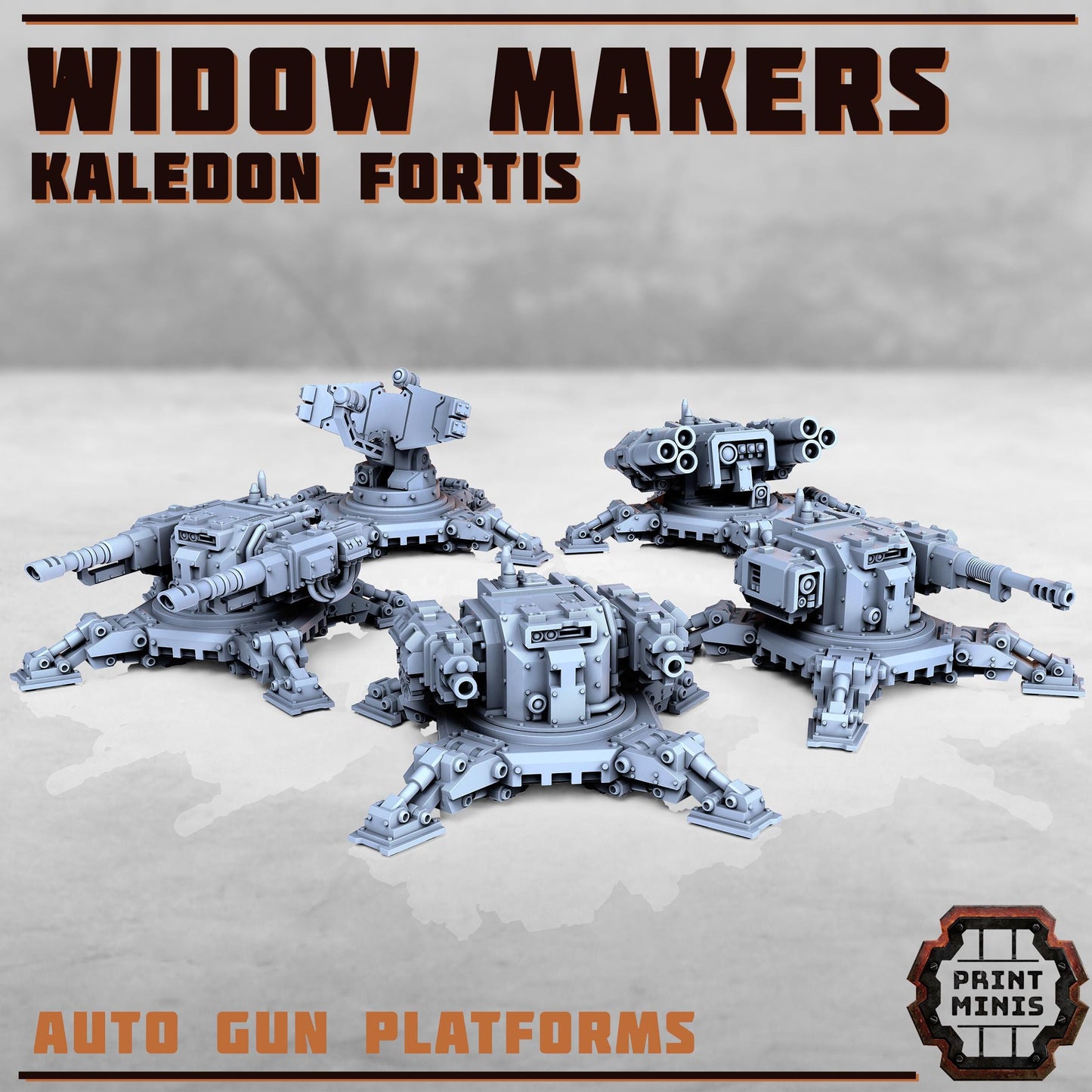 Widow Makers Sentry Guns - Kaledon Fortis Army, Sci-Fi Space Militia Soldiers by Print Minis