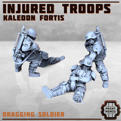 Injured Soldiers - Kaledon Fortis Army, Sci-Fi Space Militia Soldiers by Print Minis