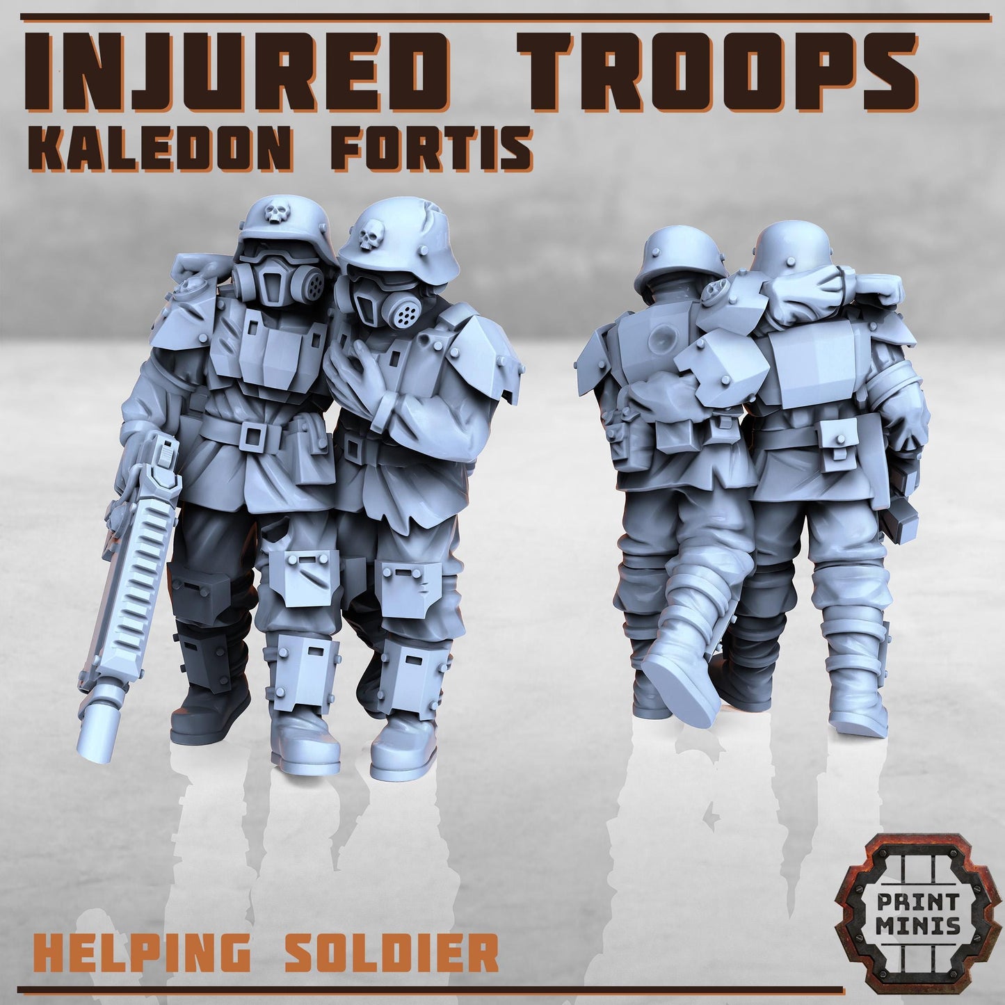 Injured Soldiers - Kaledon Fortis Army, Sci-Fi Space Militia Soldiers by Print Minis