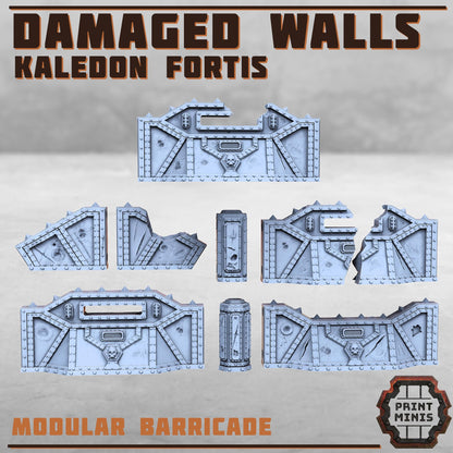 Barricade Wall Defence Line - Kaledon Fortis Army, Sci-Fi Space Militia Soldiers by Print Minis