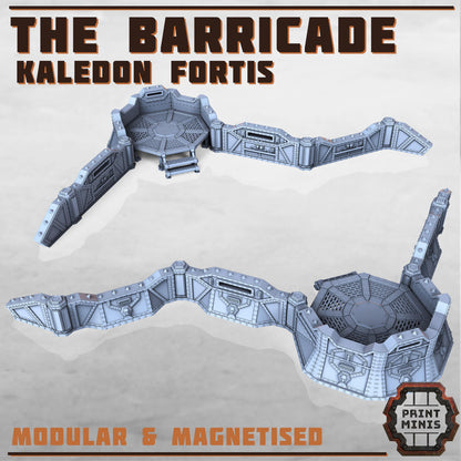Barricade Wall Defence Line - Kaledon Fortis Army, Sci-Fi Space Militia Soldiers by Print Minis