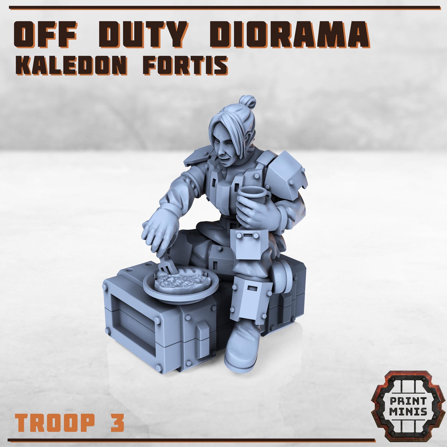 Off Duty Diorama - Kaledon Fortis Army, Sci-Fi Space Militia Soldiers by Print Minis