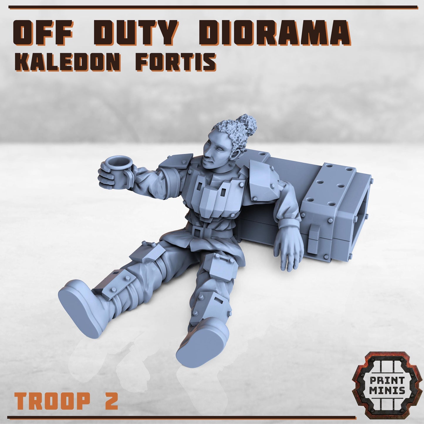 Off Duty Diorama - Kaledon Fortis Army, Sci-Fi Space Militia Soldiers by Print Minis
