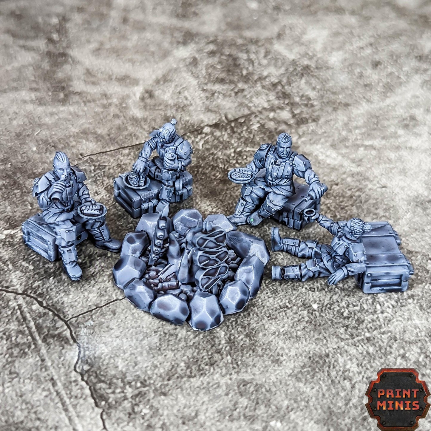 Off Duty Diorama - Kaledon Fortis Army, Sci-Fi Space Militia Soldiers by Print Minis