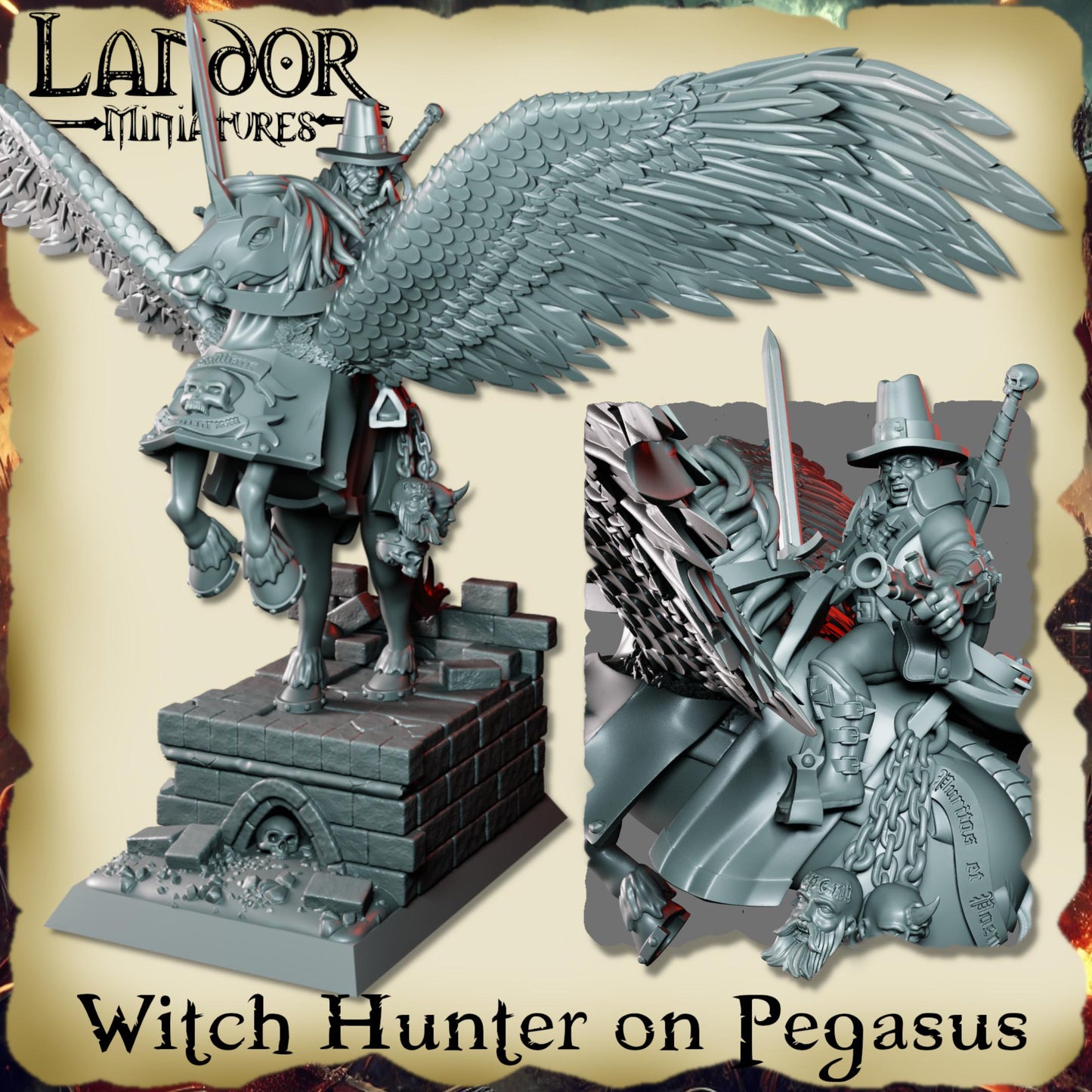 Witch Hunter on Pegasus, Modular Imperial miniatures by Landor Miniatures!