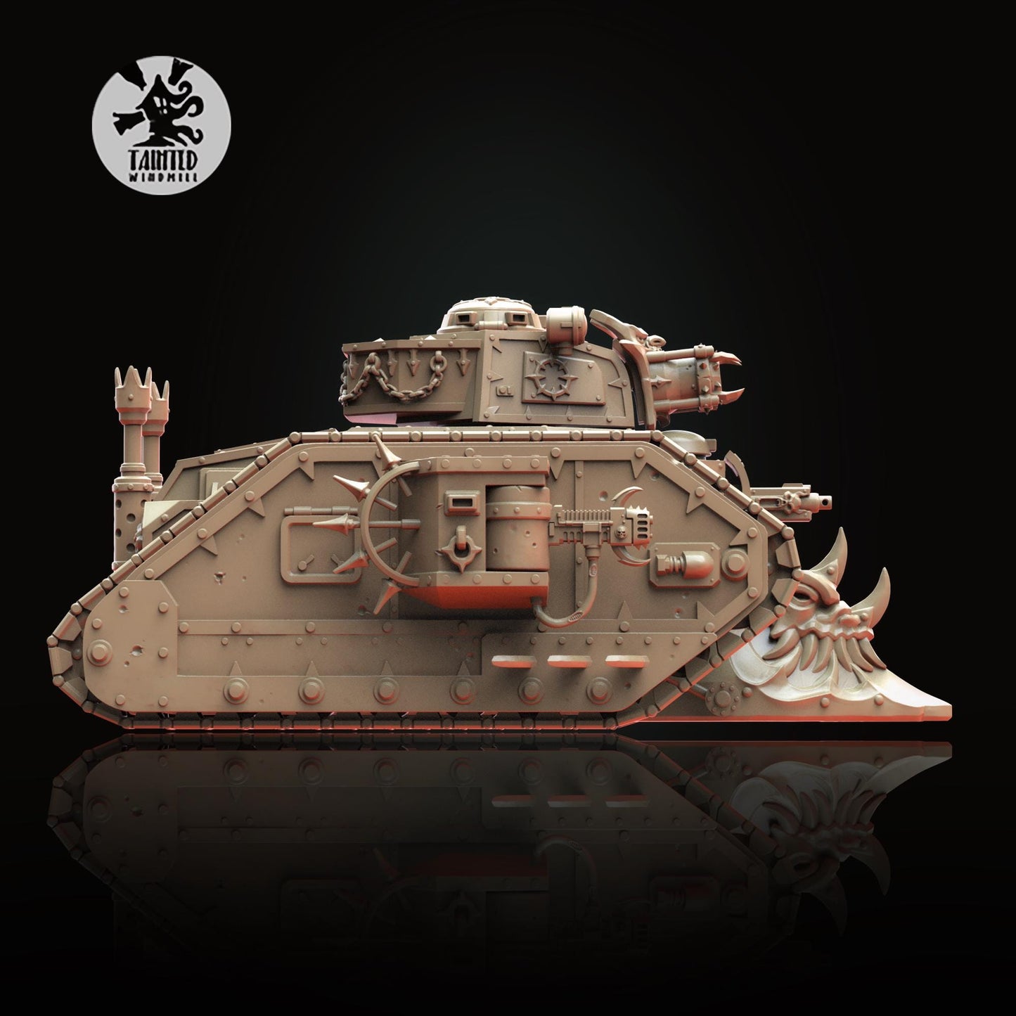 Blood Legion Light Tank, Chaos Space Marine Transport Vehicle Sculpted by Tainted Windmill for Wargames set in the Grimdark Future