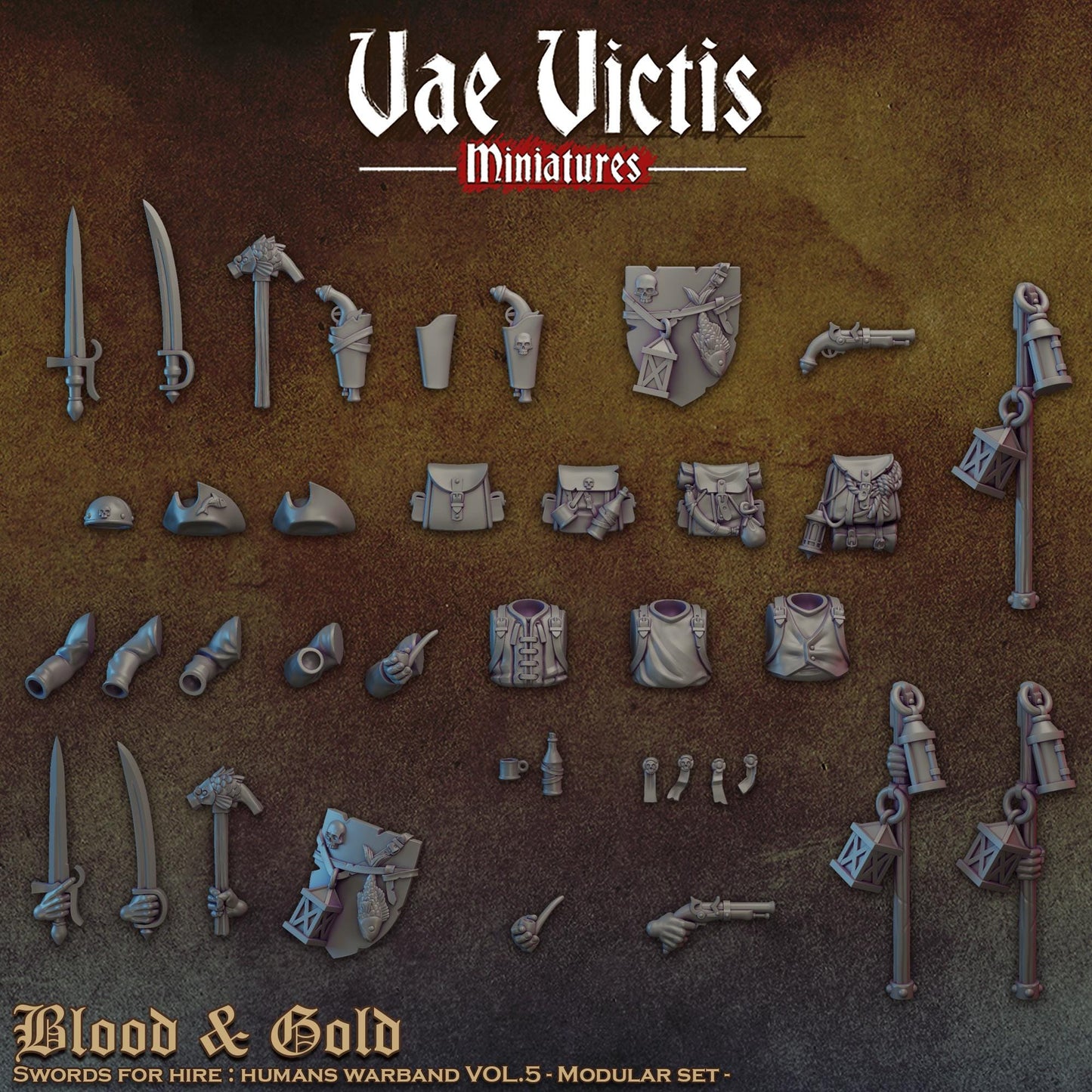 Modular Blood and Gold Mercenaries, Bits and Weapon Conversions by Vae Victis, perfect for Fantasy tabletop Wargames