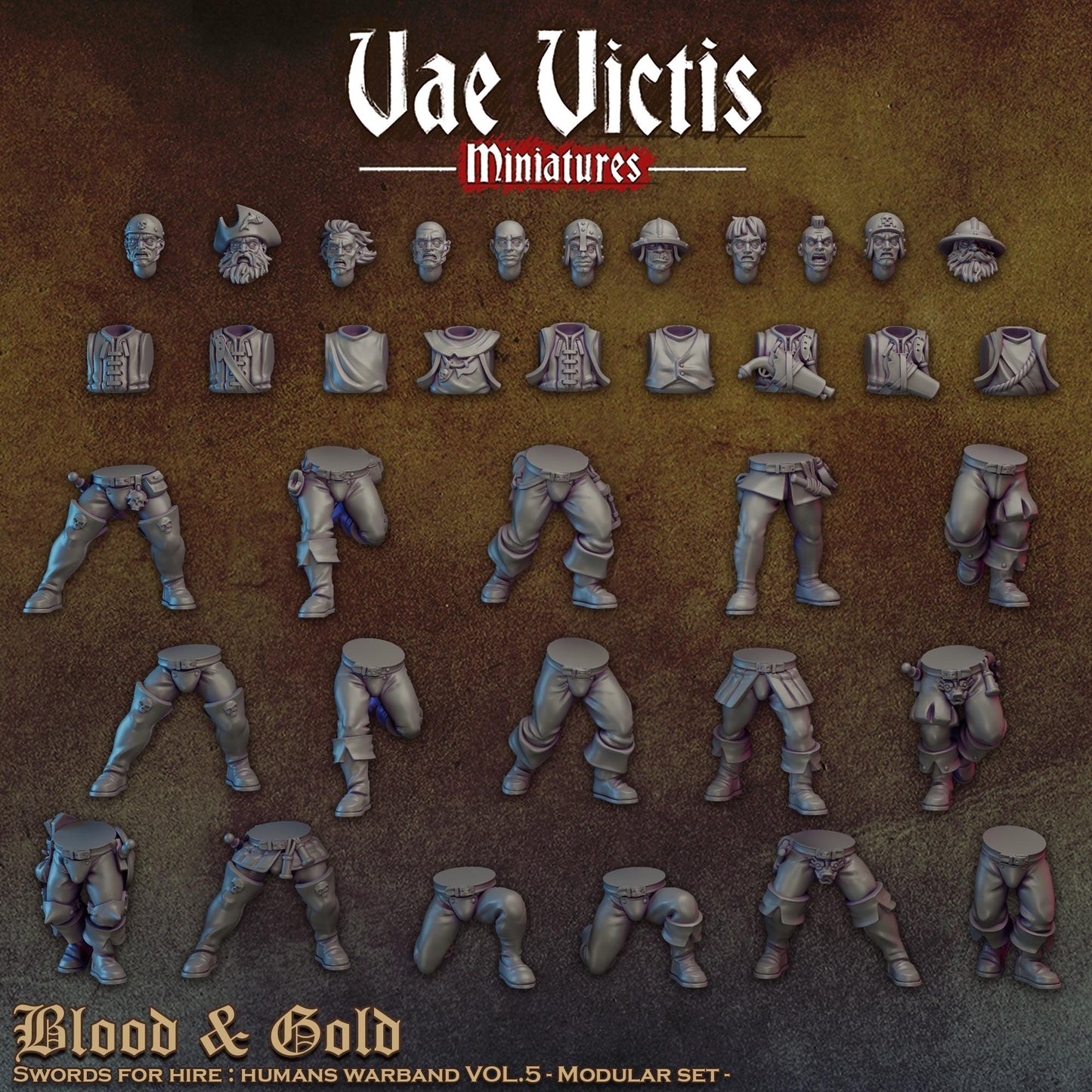 Modular Blood and Gold Mercenaries, Bits and Weapon Conversions by Vae Victis, perfect for Fantasy tabletop Wargames
