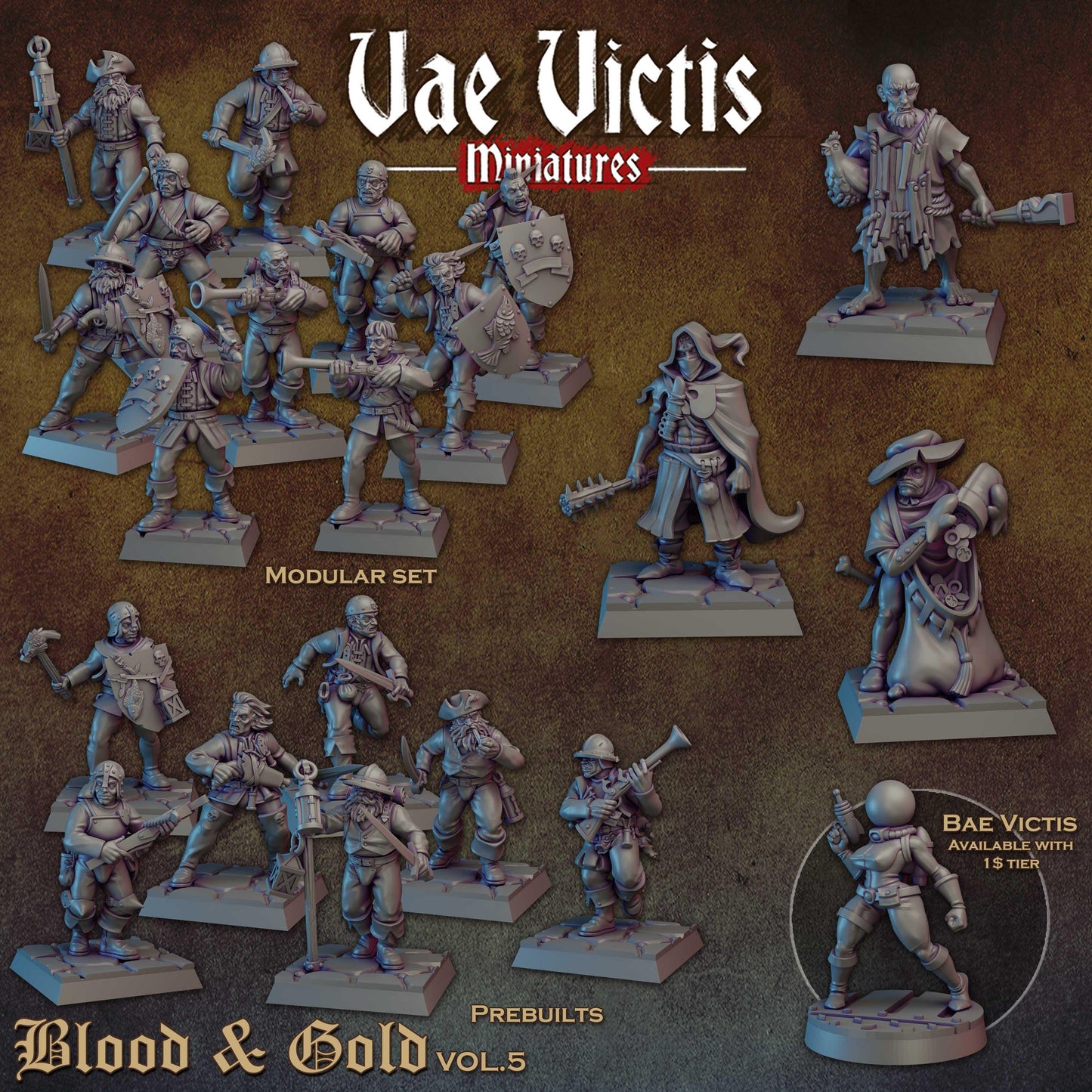 Modular Blood and Gold Mercenaries, Bits and Weapon Conversions by Vae Victis, perfect for Fantasy tabletop Wargames