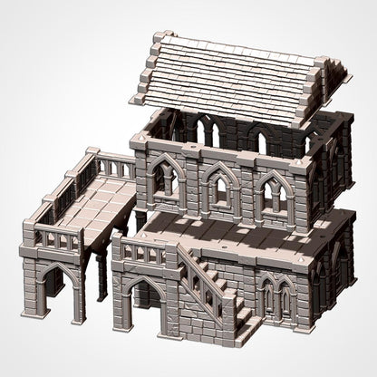 Modular MIDDLE EARTH TOWN terrain by Txarli Factory Fantasy Terrain Ruined City, Perfect for Tabletop Wargames