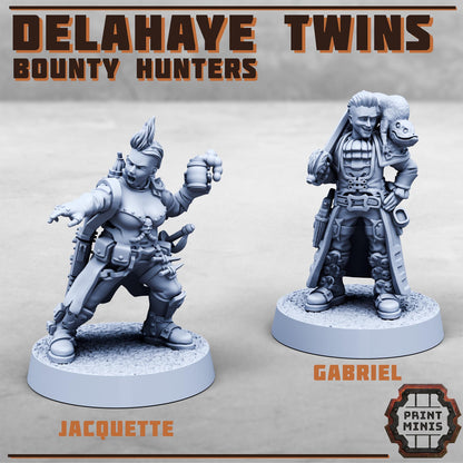 Jacquette and Gabriel - Bounty Hunters -  Sci-Fi Grimdark Mercenaries by Print Minis