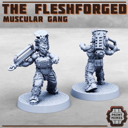 The Fleshforged - a Muscular Gang - Sci-Fi Grimdark Mercenaries by Print Minis