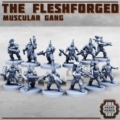 The Fleshforged - a Muscular Gang - Sci-Fi Grimdark Mercenaries by Print Minis
