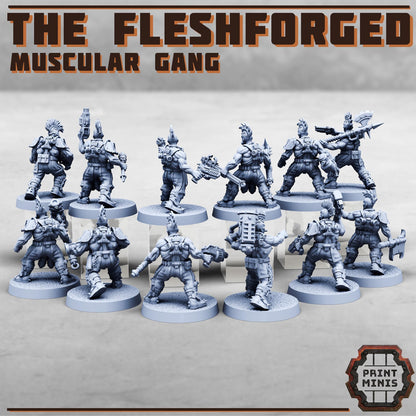 The Fleshforged - a Muscular Gang - Sci-Fi Grimdark Mercenaries by Print Minis