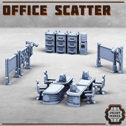 Office Scatter - Retro-Futuristic Office Terrain -  Sci-Fi Grimdark Civilians by Print Minis