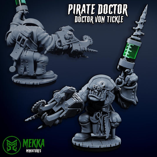 Doctor Von Tickle, Space-Faring Orkish Menace Sculpted by Mekka Miniatures, Grimdark Compatible, Scaled for Sci-Fi Miniature Wargames