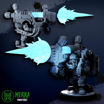Orc Lootaz, Space-Faring Orkish Menace Sculpted by Mekka Miniatures, Grimdark Compatible, Sci-Fi Wargame Scale