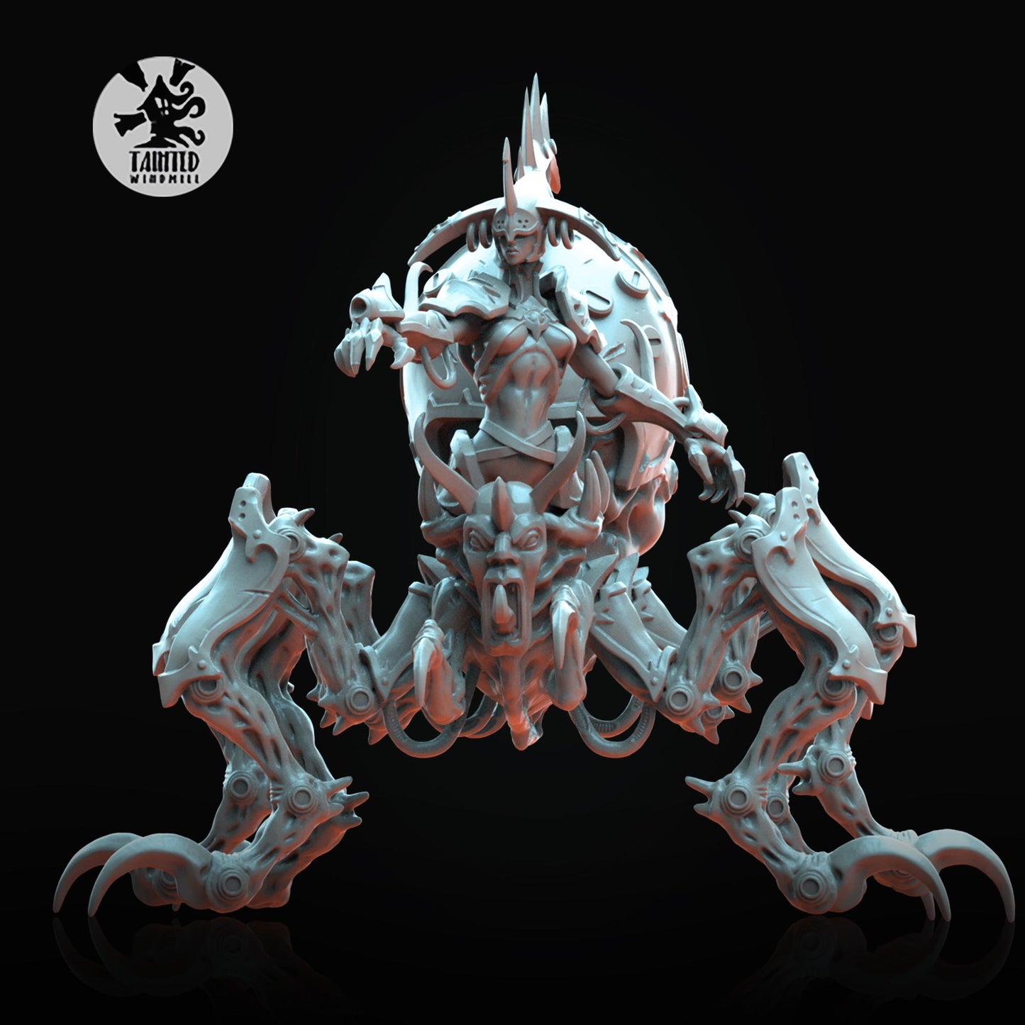 Void Web Countess, Chaotic Daemonic Monopose Miniatures Sculpted by Tainted Windmill for Wargames set in the Grimdark Future