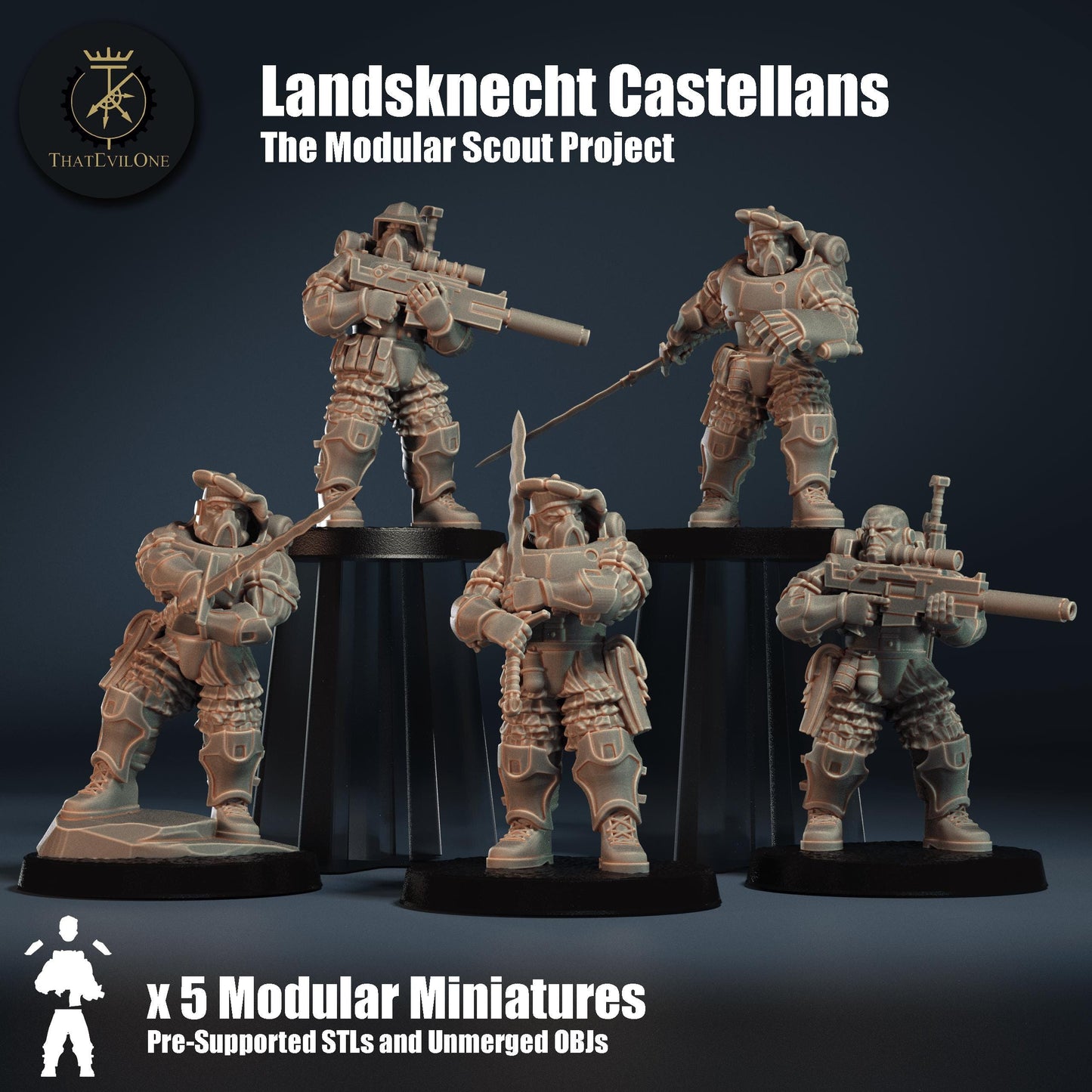 Modular Scout Landsknecht Castellans, Modular Sci-Fi warriors by ThatEvilOne, Sci-Fi Wargames Proxy