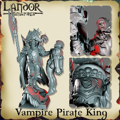 Vampire Pirate King, Modular Undead Swashbucklers by Landor Miniatures! Vampire Coast for Fantasy Wargames