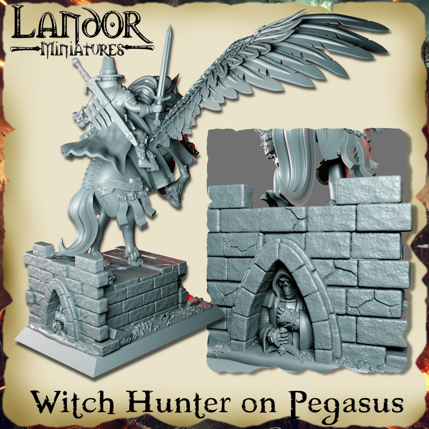 Witch Hunter on Pegasus, Modular Imperial miniatures by Landor Miniatures!