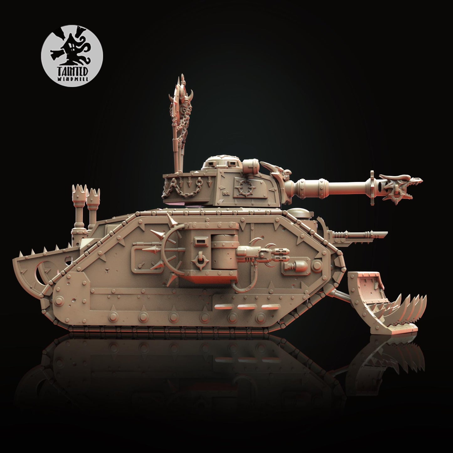 Blood Legion Light Tank, Chaos Space Marine Transport Vehicle Sculpted by Tainted Windmill for Wargames set in the Grimdark Future