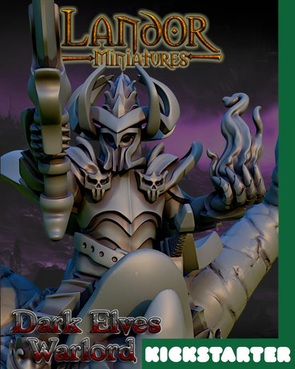 Dark Elves Warlord, Modular Dark Elven miniatures by Landor Miniatures! Dark Elves for Fantasy Wargames