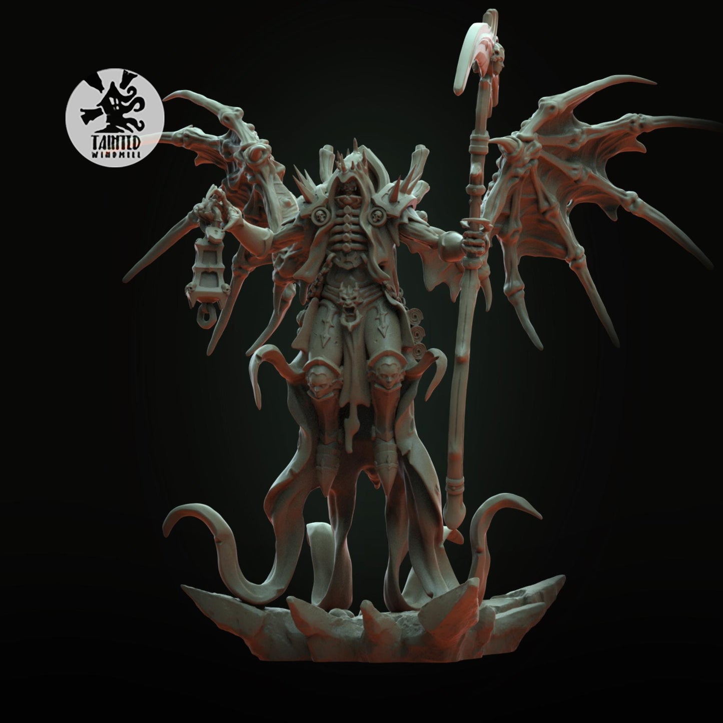 Bubonic Prince Lord, Chaotic Daemonic Monopose Miniatures Sculpted by Tainted Windmill for Wargames set in the Grimdark Future