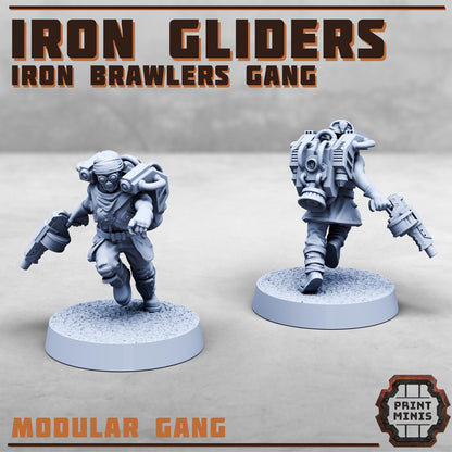 Iron Gliders - Iron Brawlers Gang -  Sci-Fi Grimdark Miner Gang Mercenaries by Print Minis