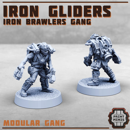 Iron Gliders - Iron Brawlers Gang -  Sci-Fi Grimdark Miner Gang Mercenaries by Print Minis