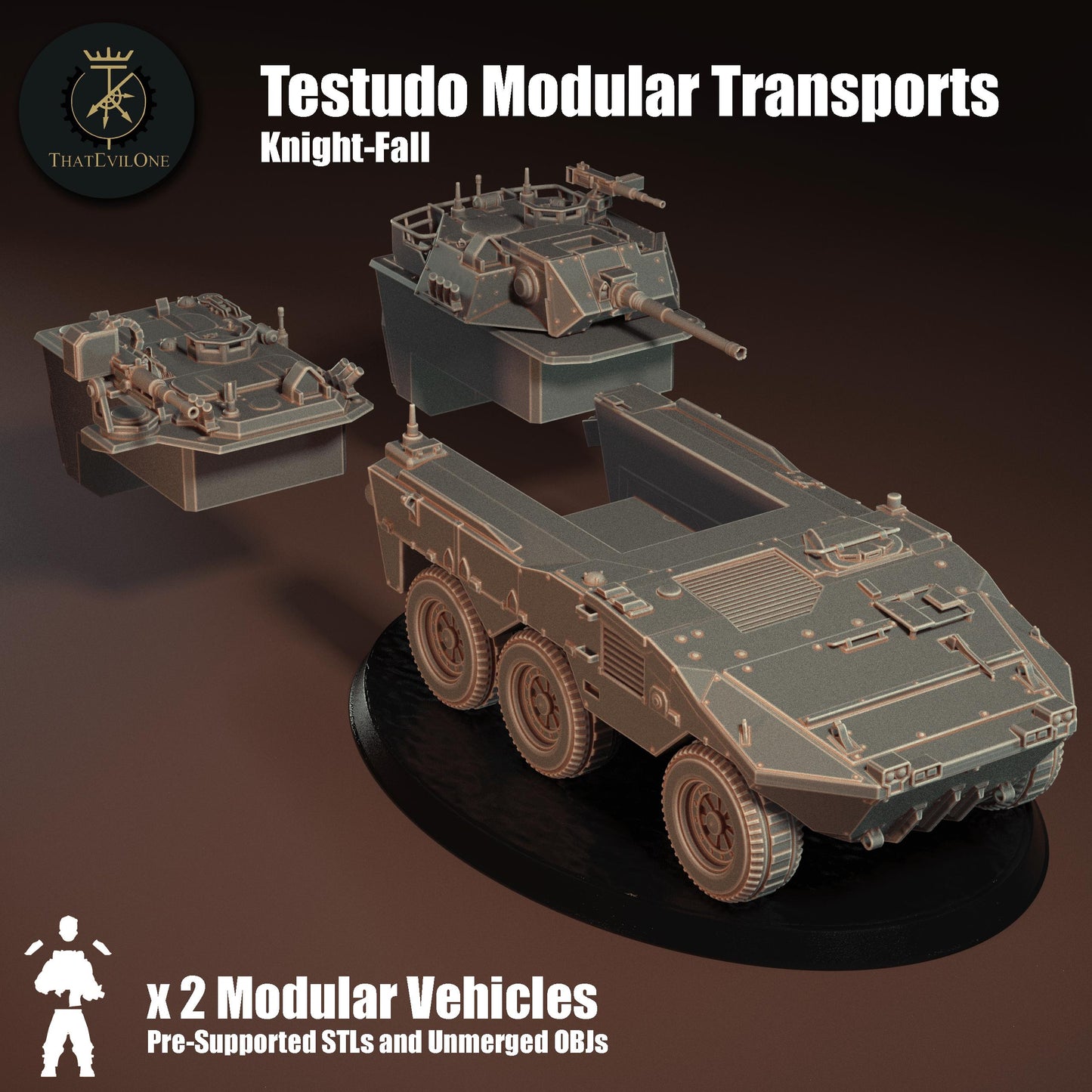 Testudo Modular Transports, Modular Sci-Fi Vehicle by ThatEvilOne, Sci-fi Wargames Proxy, Imperial Roman Auxilia Army Transport Light Tank