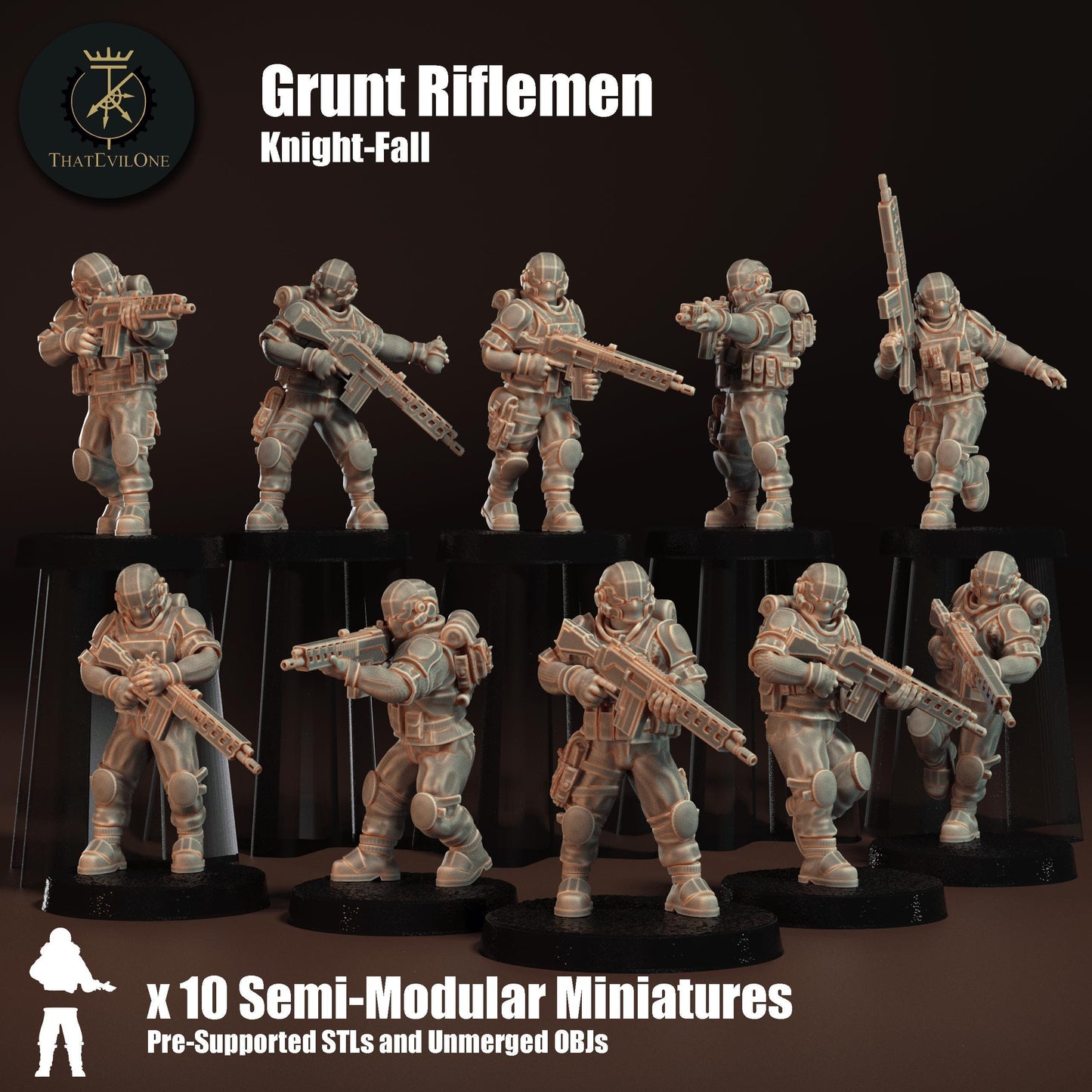 Grunt Riflemen, Semi-modular Sci-Fi warriors by ThatEvilOne, Sci-Fi Wargames Guard Proxy, Imperial Auxilia Army