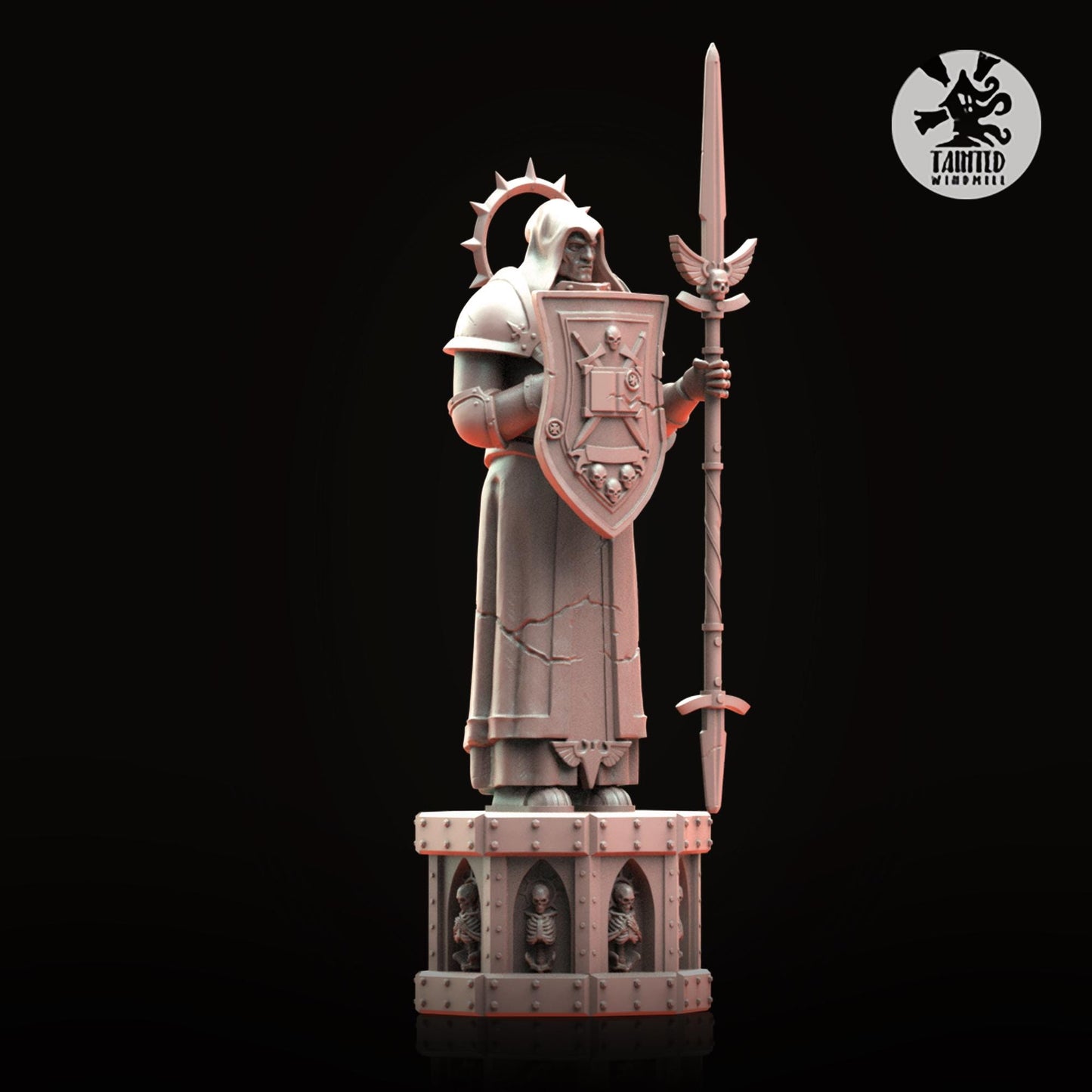 Gothic Statues and Bases, Imperial Cathedral Terrain Features Sculpted by Tainted Windmill for Wargames set in the Grimdark Future