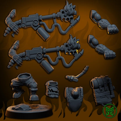 Flamerz, Space-Faring Burna Ork Menace Sculpted by Mekka Miniatures, Grimdark Compatible, Sci-Fi Wargame Scale