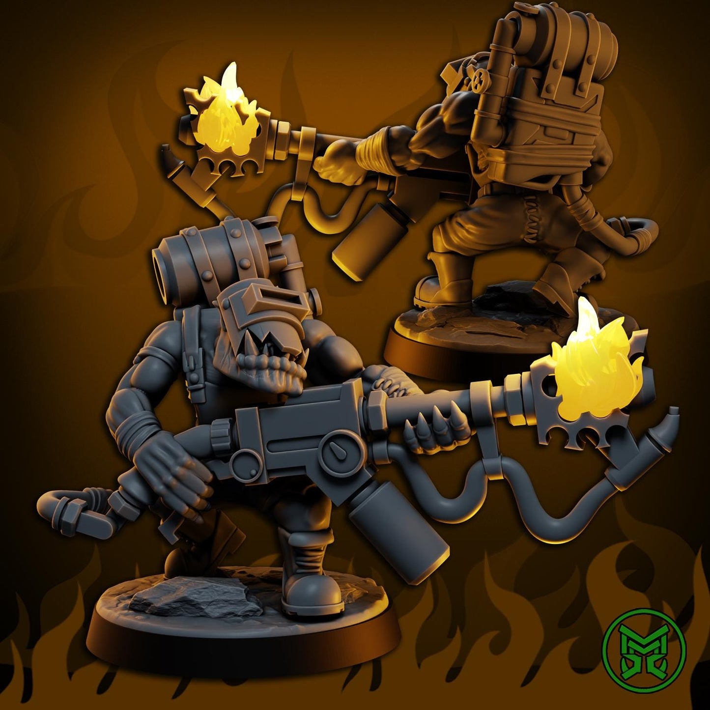 Flamerz, Space-Faring Burna Ork Menace Sculpted by Mekka Miniatures, Grimdark Compatible, Sci-Fi Wargame Scale