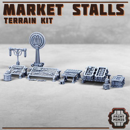 Kraka Market - Sci-Fi City Skirmish Wargaming Terrain by Print Minis