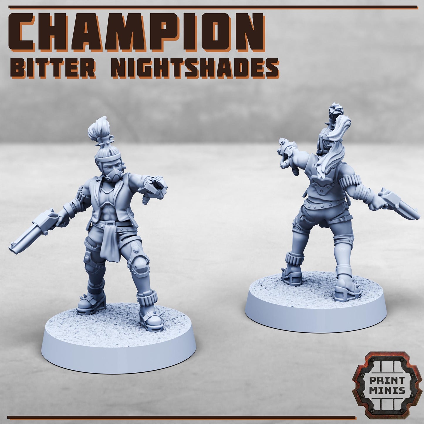 Bitter Nightshade Champions x3-  Sci-Fi Grimdark City Skirmish Warfare Female Mercenaries by Print Minis