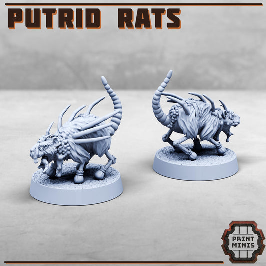 Putrid Mutated Rats x5 -  Sci-Fi Grimdark Splicers by Print Minis