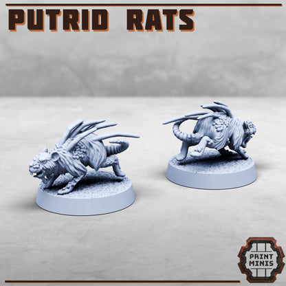 Putrid Mutated Rats x5 -  Sci-Fi Grimdark Splicers by Print Minis