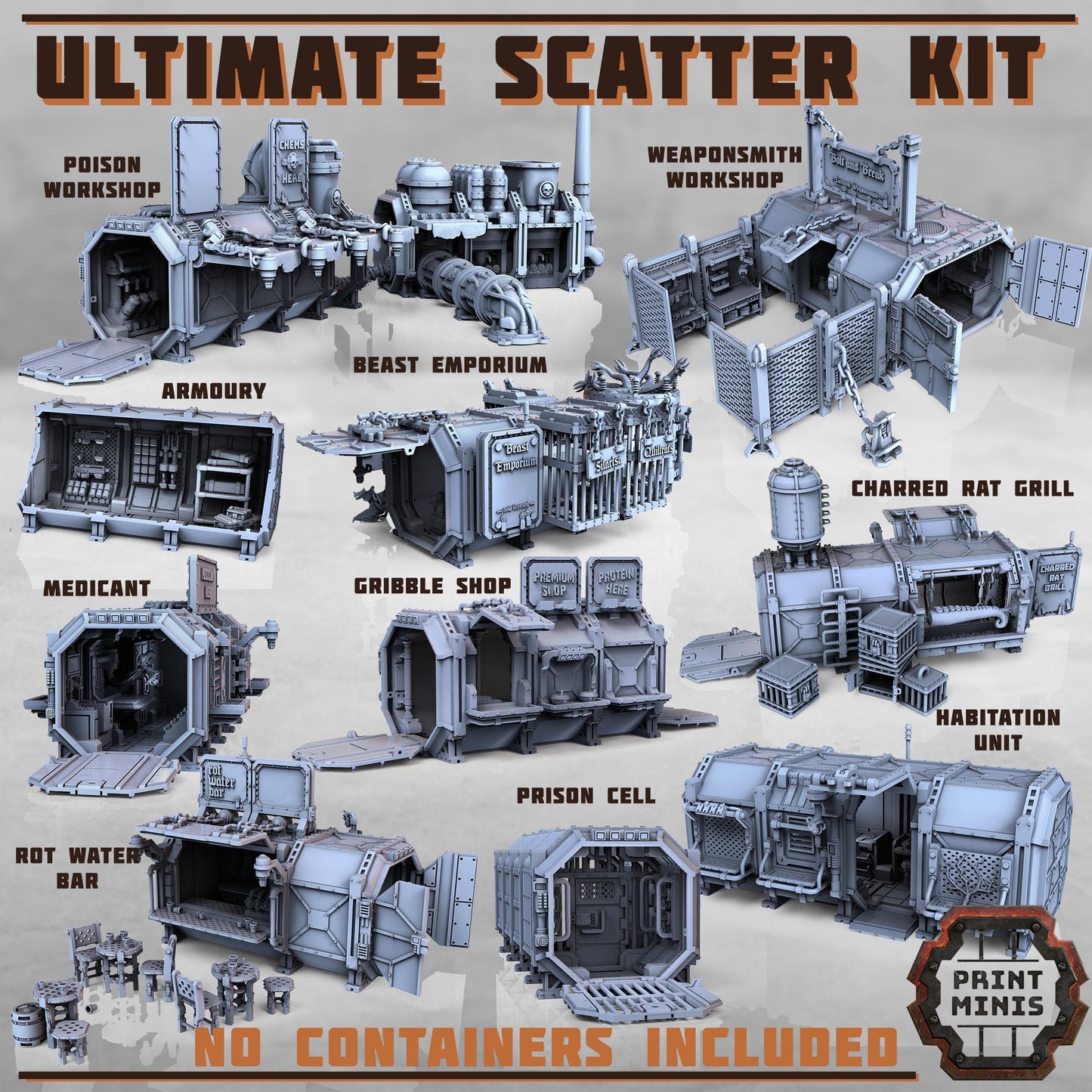 Ultimate Container SCATTER Kit - Sci-Fi Space Industrial Terrain by Print Minis