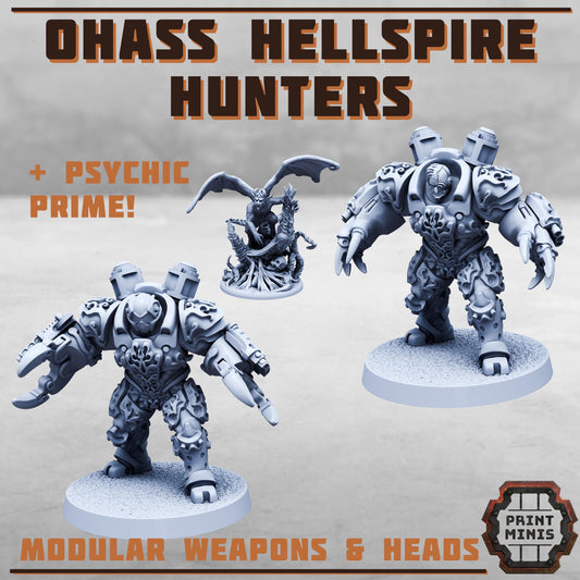 Ohass Hellspire Hunter w/ Psychic Prime - Sci-Fi Grimdark Mutant Hunters by Print Minis