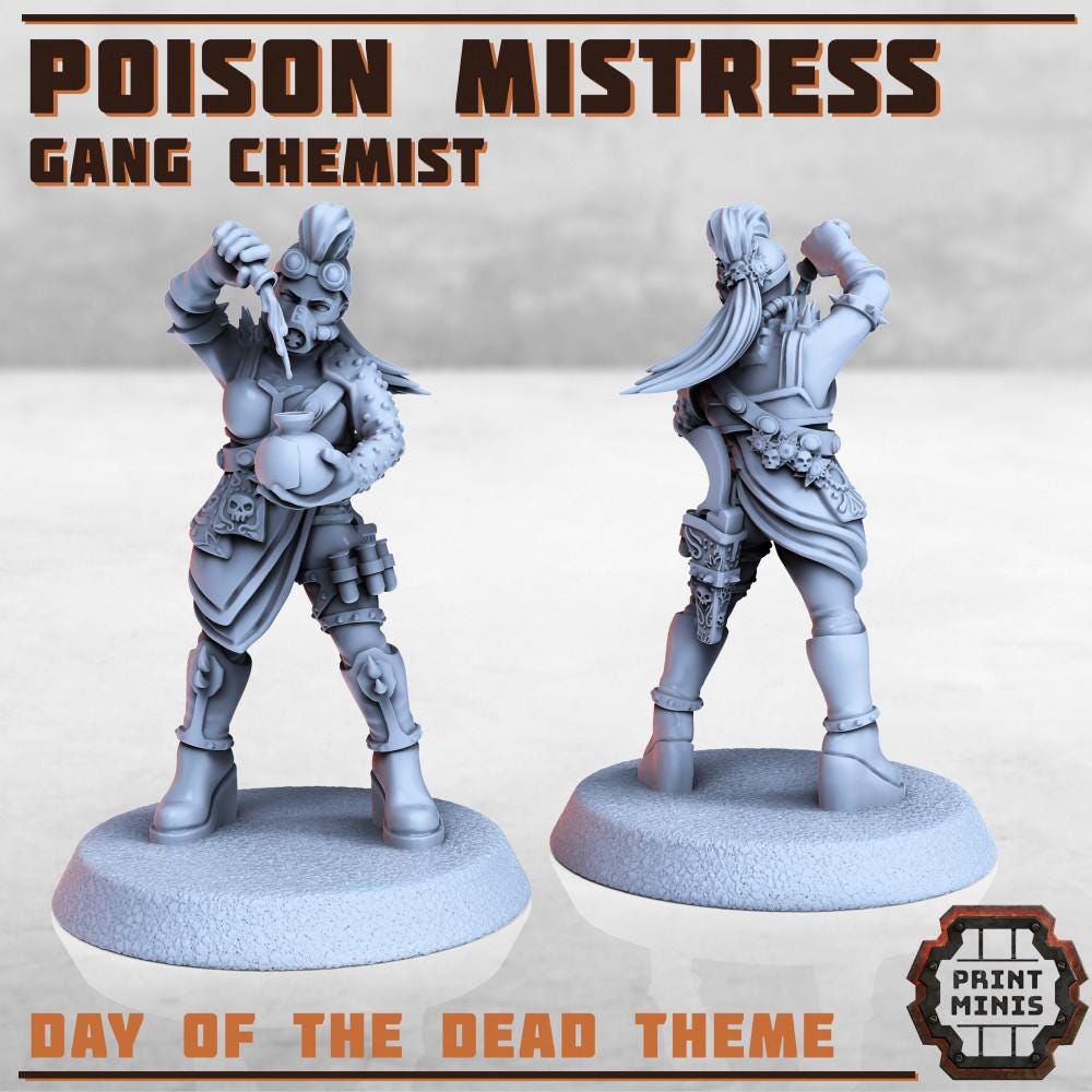 Poison Mistress + Seer -  Sci-Fi Grimdark City Skirmish Warfare Female Mercenaries by Print Minis