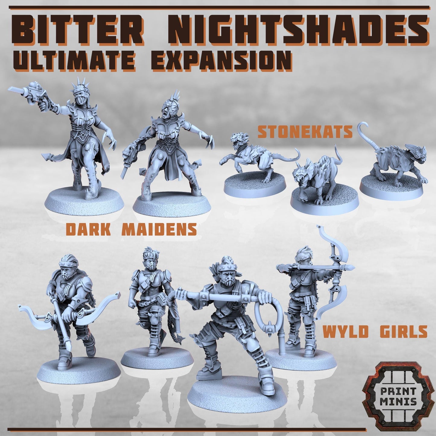 Bitter Nightshades - Dark Maidens and Wyld Girls-  Sci-Fi Grimdark City Skirmish Warfare Female Mercenaries by Print Minis