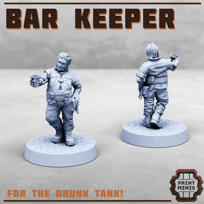Drunk Tank with Bar Keeper - Sci-Fi Grimdark Mercenaries by Print Minis