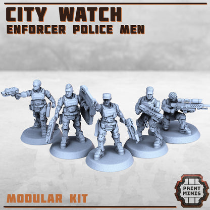 City Watch Police Enforcers -  Sci-Fi Grimdark Tech Hunter Mercenaries by Print Minis