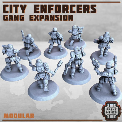 City Watch Enforcers - Gang Expansion -  Sci-Fi Grimdark Tech Hunter Mercenaries by Print Minis