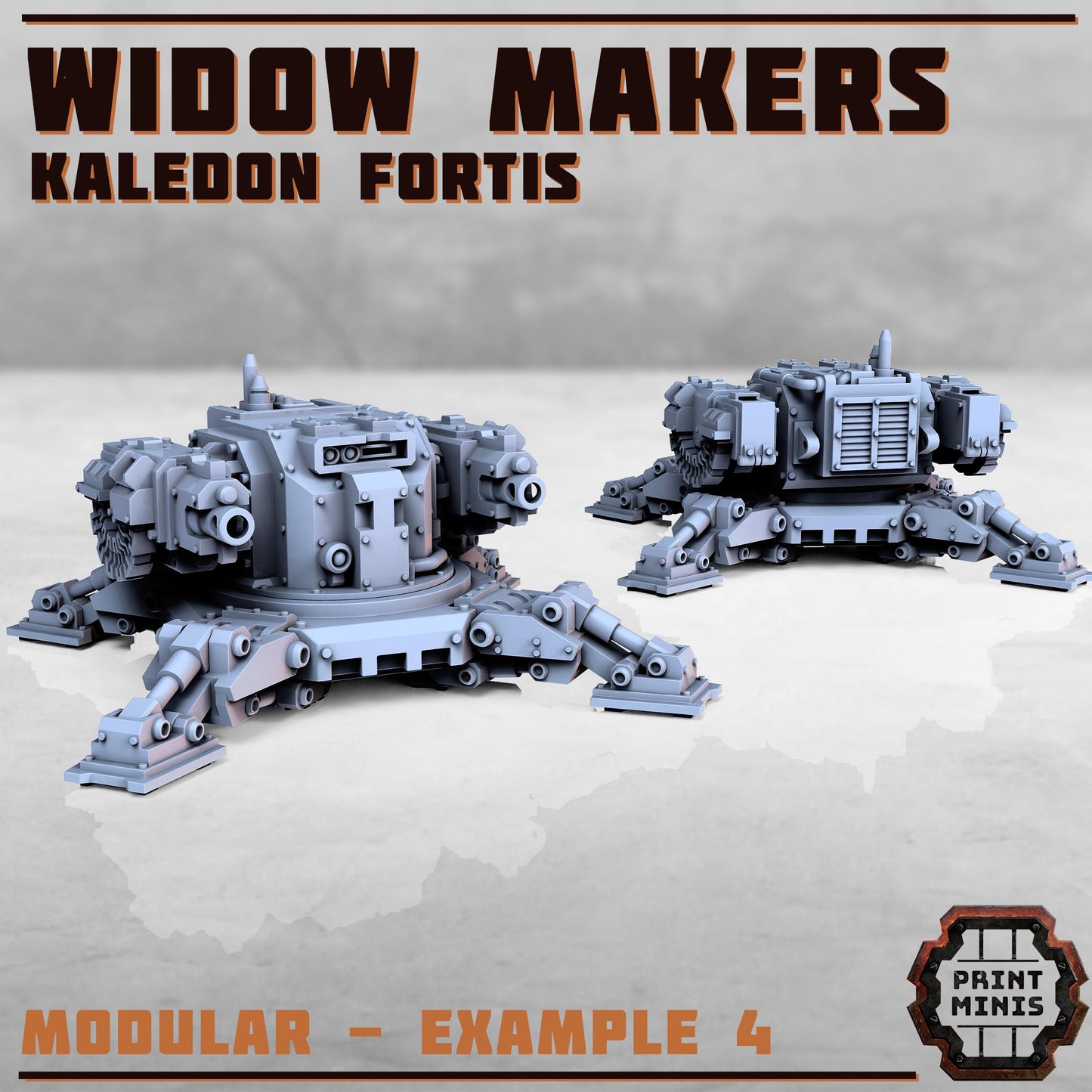 Widow Makers Sentry Guns - Kaledon Fortis Army, Sci-Fi Space Militia Soldiers by Print Minis