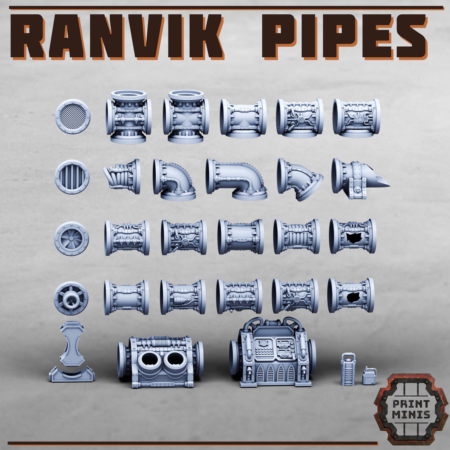 Ranvik Pipes Kit - Sci-Fi Space Industrial Terrain by Print Minis