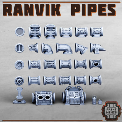 Ranvik Pipes Kit - Sci-Fi Space Industrial Terrain by Print Minis
