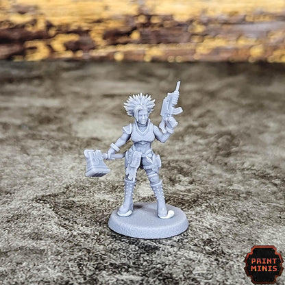 Akina - Bitter Nightshade Champion - Sci-Fi Grimdark City Skirmish Warfare Female Mercenaries by Print Minis